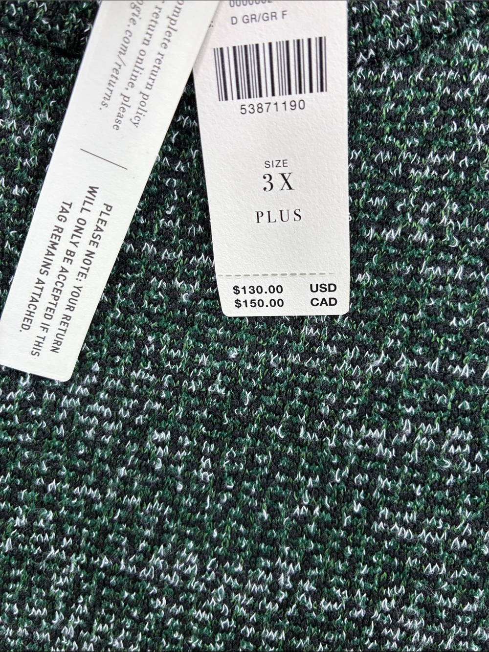 Anthology RO&DE Green Textured Tiered Sweater Dress size 3X NWT - Picture 4 of 7